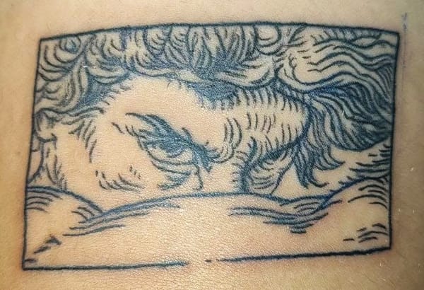 Lucifer Woodcut Style Tattoo