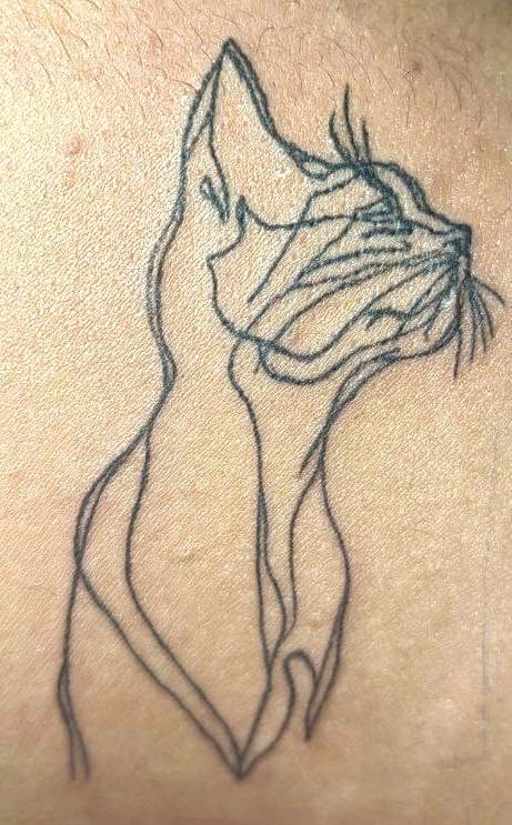 Cat Minimalist Fine Line Tattoo