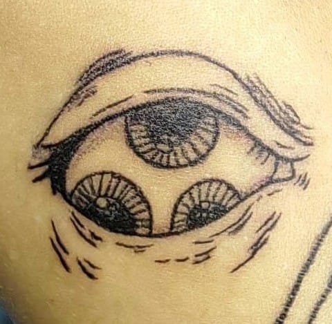 Eye Woodcut Fineline Style Tattoo