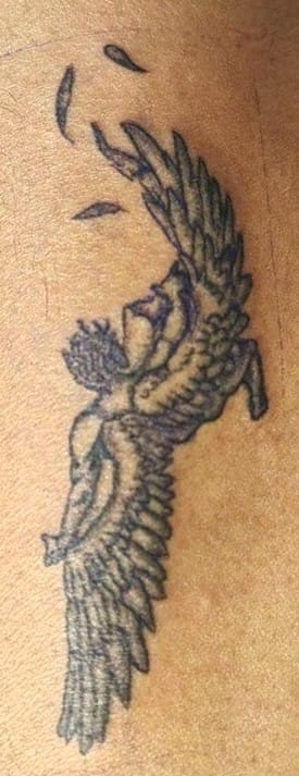 Icarus Illustrative Black and Grey Style Tattoo
