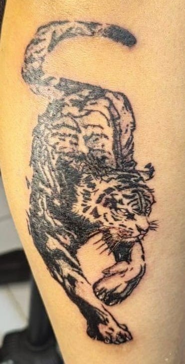 Tiger Blackwork Style Tattoo